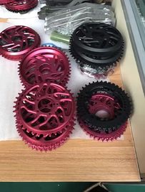 Red / Black Anodized CNC Machining Parts for Bicycle Accessories / Toothed Wheel