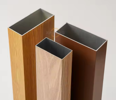 Decorative Anodized Aluminum Tube Outdoor Aluminium Square Pipe Wood Grain Rectangular Aluminum Section Fence Panel Profile