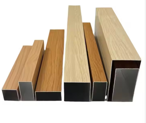 Decorative Anodized Aluminum Tube Outdoor Aluminium Square Pipe Wood Grain Rectangular Aluminum Section Fence Panel Profile