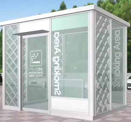 Public Outdoor Furniture Environmentally Friendly Aluminum Closed Smoking Booth / Kiosk