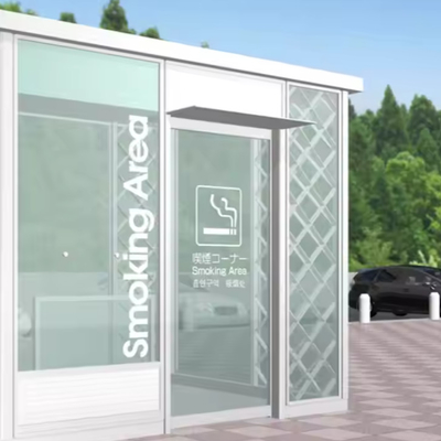 Public Outdoor Furniture Environmentally Friendly Aluminum Closed Smoking Booth / Kiosk