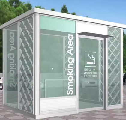 Public Outdoor Furniture Environmentally Friendly Aluminum Closed Smoking Booth / Kiosk